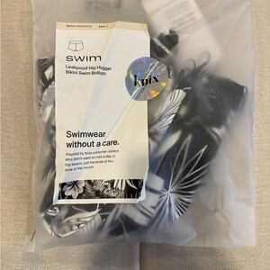 Knix Leakproof Hip Hugger Bikini Swim Bottom - Black and White